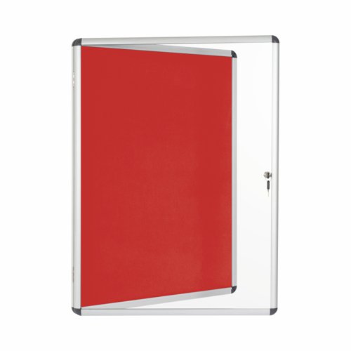 Bi-Office Enclore Red Felt Lockable Noticeboard Display Case 9 x A4 720x981mm - VT630105150 Glazed Notice Boards 46089BS