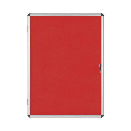 Bi-Office Enclore Red Felt Lockable Noticeboard Display Case 9 x A4 720x981mm - VT630105150