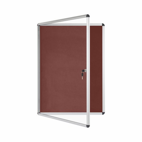 Bi-Office Enclore Burgundy Felt Lockable Noticeboard Display Case 9 x A4 720x981mm - VT630106150 46096BS Buy online at Office 5Star or contact us Tel 01594 810081 for assistance