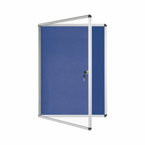 Bi-Office Enclore Felt Indoor Lockable Glazed Case 720x981x35mm Blue VT630107150 Glazed Notice Boards BQ52071
