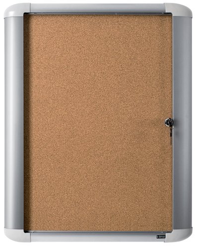 Bi-Office Mastervision Display Case 9xA4, 670 x 931 mm - Cork Surface, Lockable Glass Door, Aluminium Frame