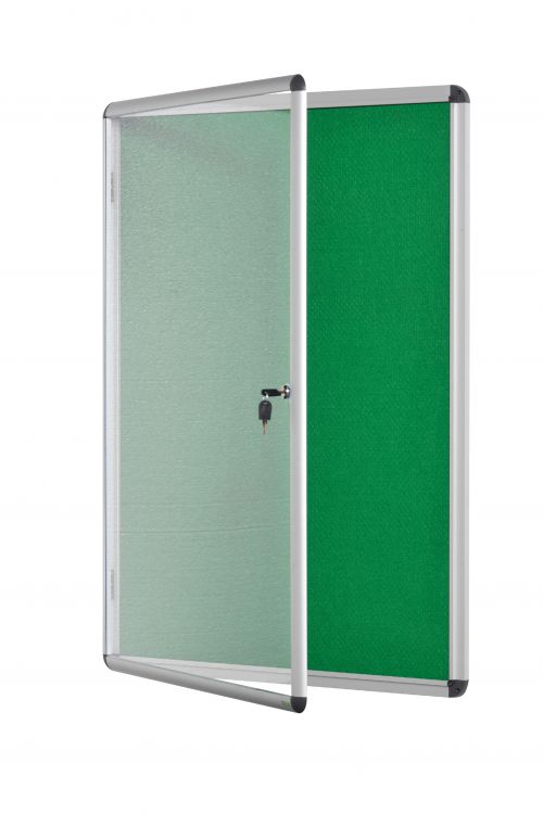 Bi-Office Enclore Display Case Green Felt Acrylic Aluminium Frame 15xA4 VT640102150