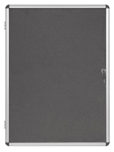 BQ52005 Bi-Office Enclore Felt Lockable Glazed Case Aluminium Frame Grey Felt 1160x35x981mm VT640103150