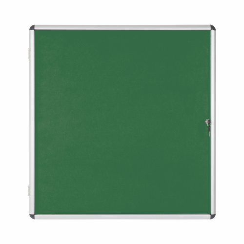 Bi-Office Enclore Display Case; Green Felt Surface; Lockable Acrylic Door; Aluminium Frame; 940x981mm - 12x A4