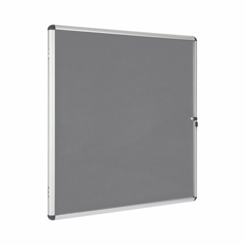 Bi-Office Enclore Display Case Grey Felt Acrylic Aluminium Frame 12xA4 VT660103150