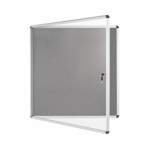 Bi-Office Enclore Display Case Grey Felt Acrylic Aluminium Frame 12xA4 VT660103150