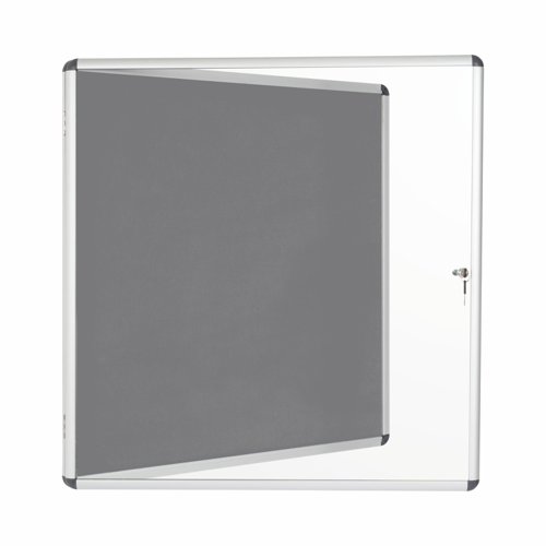 Bi-Office Enclore Display Case Grey Felt Acrylic Aluminium Frame 12xA4 VT660103150