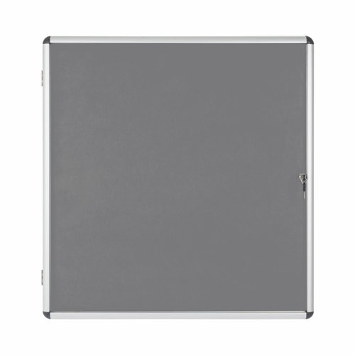 Bi-Office Enclore Display Case Grey Felt Acrylic Aluminium Frame 12xA4 VT660103150