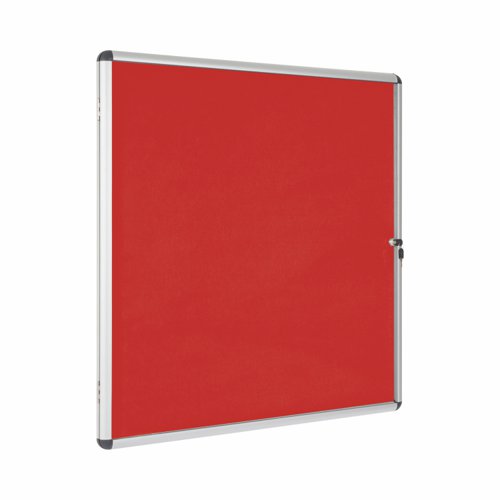 Bi-Office Enclore Display Case Red Felt Acrylic Aluminium Frame 12xA4 VT660105150