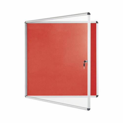 Bi-Office Enclore Display Case Red Felt Acrylic Aluminium Frame 12xA4 VT660105150