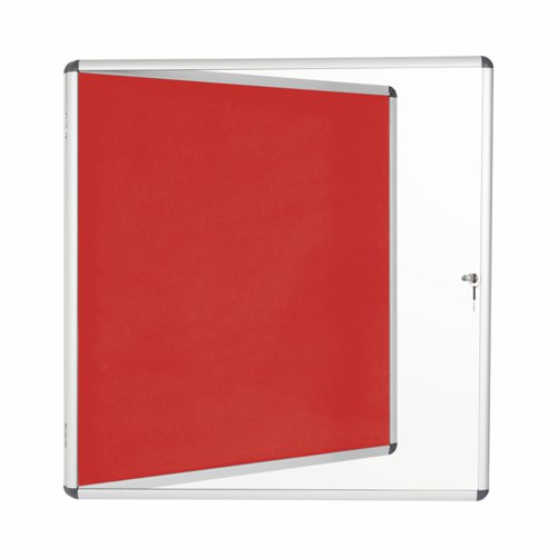 Bi-Office Enclore Display Case Red Felt Acrylic Aluminium Frame 12xA4 VT660105150