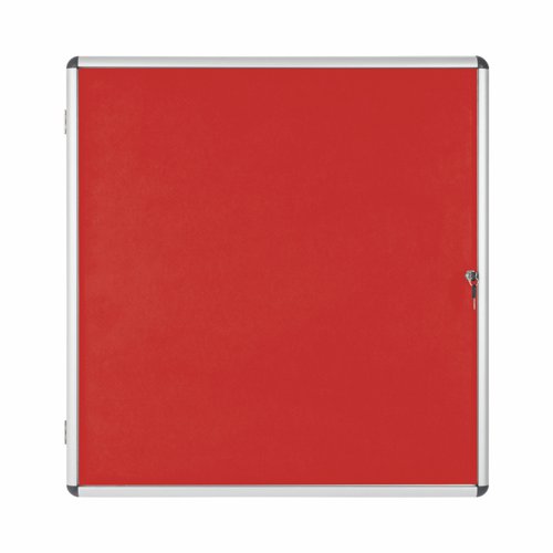 Bi-Office Enclore Display Case Red Felt Acrylic Aluminium Frame 12xA4 VT660105150