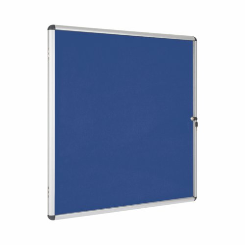 Bi-Office Enclore Blue Felt Lockable Noticeboard Display Case 12 x A4 940x981mm - VT660107150 Glazed Notice Boards 46110BS