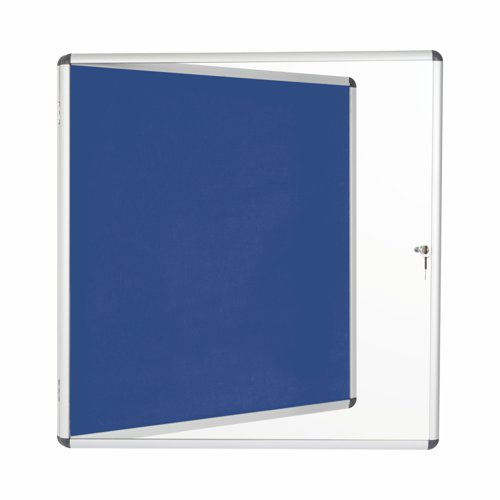 Bi-Office Enclore Blue Felt Lockable Noticeboard Display Case 12 x A4 940x981mm - VT660107150 Glazed Notice Boards 46110BS