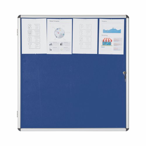Bi-Office Enclore Blue Felt Lockable Noticeboard Display Case 12 x A4 940x981mm - VT660107150 46110BS Buy online at Office 5Star or contact us Tel 01594 810081 for assistance