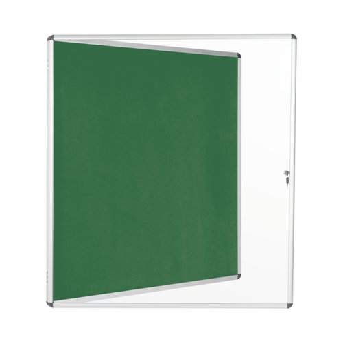 Bi-Office Enclore Green Felt Lockable Noticeboard Display Case 20 x A4 1160x1288mm - VT740102150 Glazed Notice Boards 46117BS