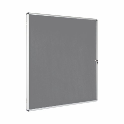 Bi-Office Enclore Grey Felt Lockable Noticeboard Display Case 20 x A4 1160x1288mm - VT740103150 Glazed Notice Boards 46124BS