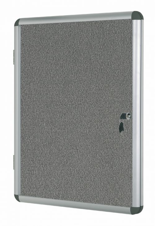 Bi-Office Enclore Grey Felt Lockable Noticeboard Display Case 20 x A4 1160x1288mm - VT740103150