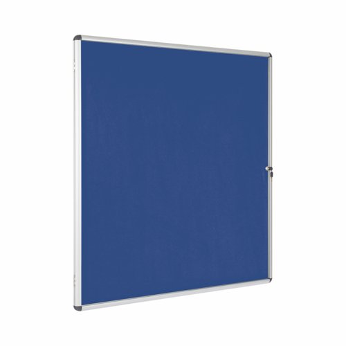 Bi-Office Enclore Blue Felt Lockable Noticeboard Display Case 20 x A4 1160x1288mm - VT740107150 Glazed Notice Boards 46131BS
