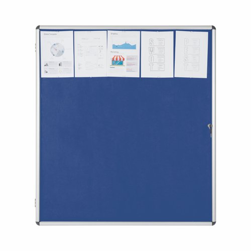 46131BS | Bi-Office Enclore lockable display cases are ideal to display important messages in corridors, schools or common areas. Make sure everyone is on the same page and acknowledges important information or any tasks that need to be considered. Add colour to increase the usability and perception of the display case. This is a strong, secure, and lightweight solution to display important notes, pictures, and so on, in the common areas of labs, schools, and other public spaces. The frame is made of aluminium, with rounded corners for increased safety. There is clear visibility of the displayed items due to the swinging acrylic door, which can be locked to protect the inside materials from hampering, manipulation, or the weather. This lockable board comes with 2 keys, so you can keep a key in a safe location, to use as a spare if the other one gets lost. The set also includes a wall mount kit for easy installation.