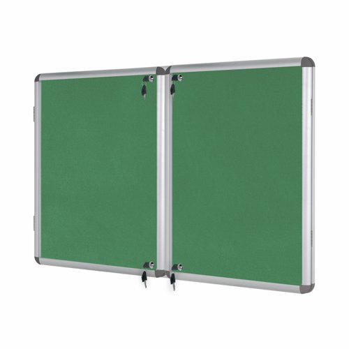 Bi-Office Enclore Display Case Green Felt Acrylic Aluminium Frame 40xA4 VT750102150