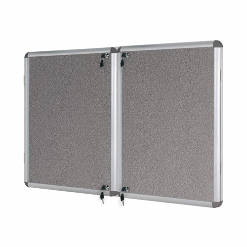 Bi-Office Enclore Display Case Grey Felt Acrylic Aluminium Frame 40xA4 VT750103150