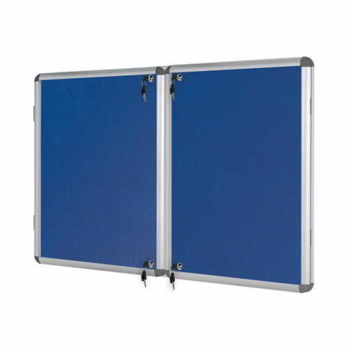 Bi-Office Enclore Display Case Blue Felt Acrylic Aluminium Frame 40xA4 VT750107150