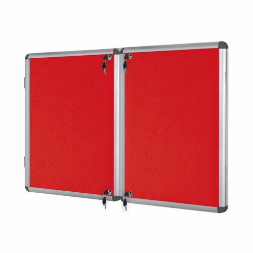 Bi-Office Enclore Display Case Red Felt Acrylic Aluminium Frame 32xA4 VT770105150