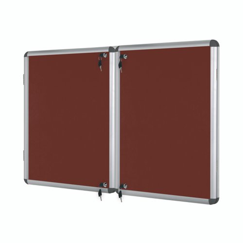 Bi-Office Enclore Display Case Burgundy Felt Acrylic Aluminium Frame 32xA4 VT770106150