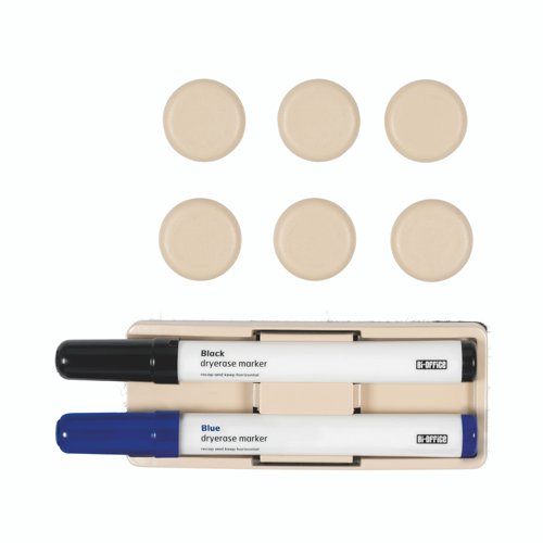 Bi-Office Desert Magnetic Kit (Magn. Eraser + 2 Drywipe Markers + 6 Magnets 30mm)