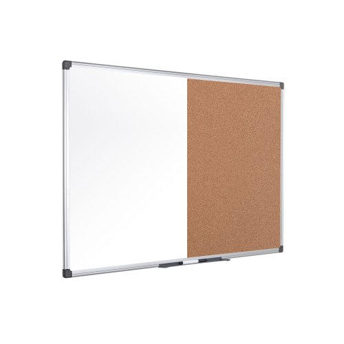 Bi-Office Maya Combination Board Cork/Non Magnetic Whiteboard Aluminium Frame 600x900mm - XA0302170 Combination Boards 46138BS