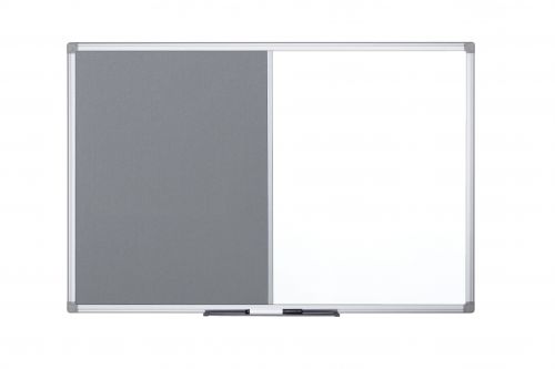 Bi-Office Maya Combination Board Grey Felt/Non Magnetic Whiteboard Aluminium Frame 900x600mm - XA0320170