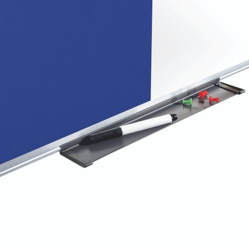 The Bi-Office Maya Magnetic Combination Board is a 2-in-1 product and a sober, adaptable, and efficient option for your home or office. The blue felt surface is smooth, pinnable and hook-and-loop-friendly. Make sure everyone is on the same page and acknowledges important information or any tasks that need to be considered. Bring a bit of life to the office with colour, and increase the usability and perception of the board. You can also separate important notices by the use of red, blue, green, and so on. The right colour will definitely create more impact. The Drywipe lacquered steel surface is suited for frequent use. You can write text, draw, or make diagrams, erase them and do it all over again. Plus, you can use magnets to display information. Let creativity flow within the workplace. The set includes a tray to keep accessories at hand and an installation kit for an easy wall mount. Horizontal or vertical wall mount with screws that go through the holes in the plastic corners. This is the simplest, sturdiest, and most robust mounting system around. As a wall-mounted board, it's a cost-effective solution that saves room space.