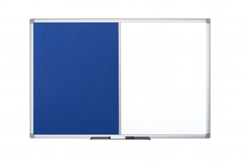 Bi-Office Maya Combination Board Blue Felt/Magnetic Whiteboard Aluminium Frame 900x600mm - XA0322170