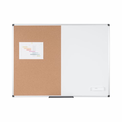 Bi-Office Maya Combination Board Cork/Non Magnetic Whiteboard Aluminium Frame 1200x900mm - XA0502170 Combination Boards 46180BS