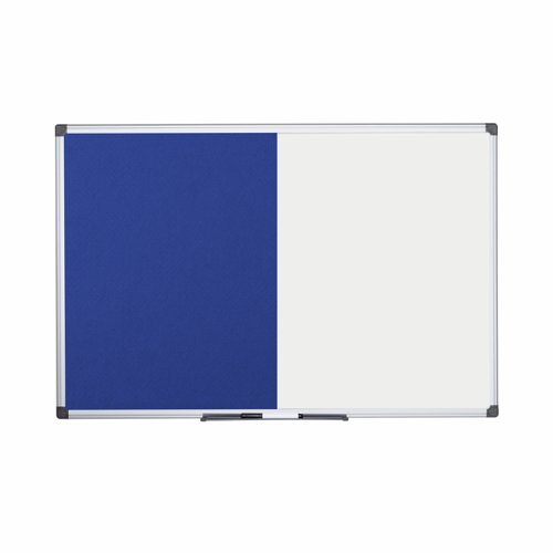 Bi-Office Maya Combination Board Blue Felt/Non Magnetic Whiteboard Aluminium Frame 1800x1200mm