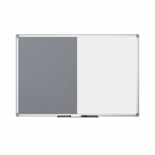 Bi-Office Maya Combination Board Grey Felt/Non Magnetic Whiteboard Aluminium Frame 1800x1200mm - XA2720170