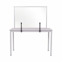 Bi-Office Desktop Glass Protective Divider Screen with Aluminium Frame 900x600mm Clear
