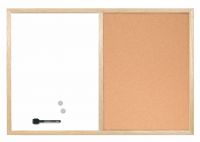 Bi-Office Combination Board Cork/Non Magnetic Whiteboard Pine Frame 600x400mm - MX03001010