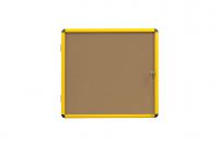 Bi-Office Ultrabrite Cork Noticeboard Display Case Lockable Yellow Aluminium Frame 9 x A4 - VT6301611511