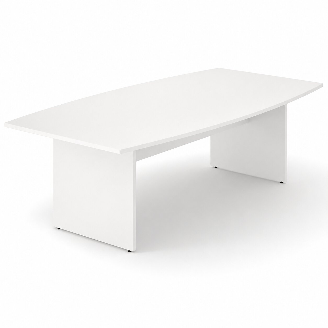 OPTIMA 2400x1200 Melamine Barrel Shaped Meeting Table Panel Leg White