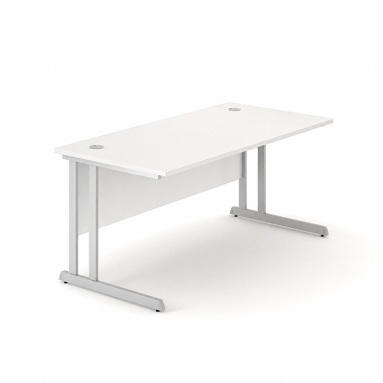 Optima C Cantilever Straight Desk 800Wx800Dx720H White Top and Silver Frame 