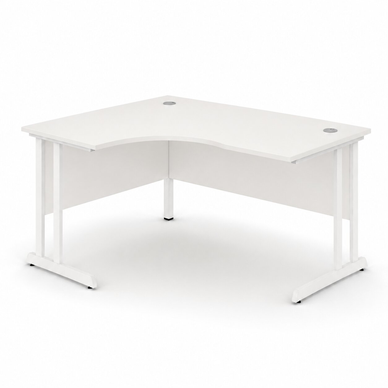 Optima C Cantilever Left Hand Side Crescent Desk 1400Wx1200Dx720H White Top and White Frame 