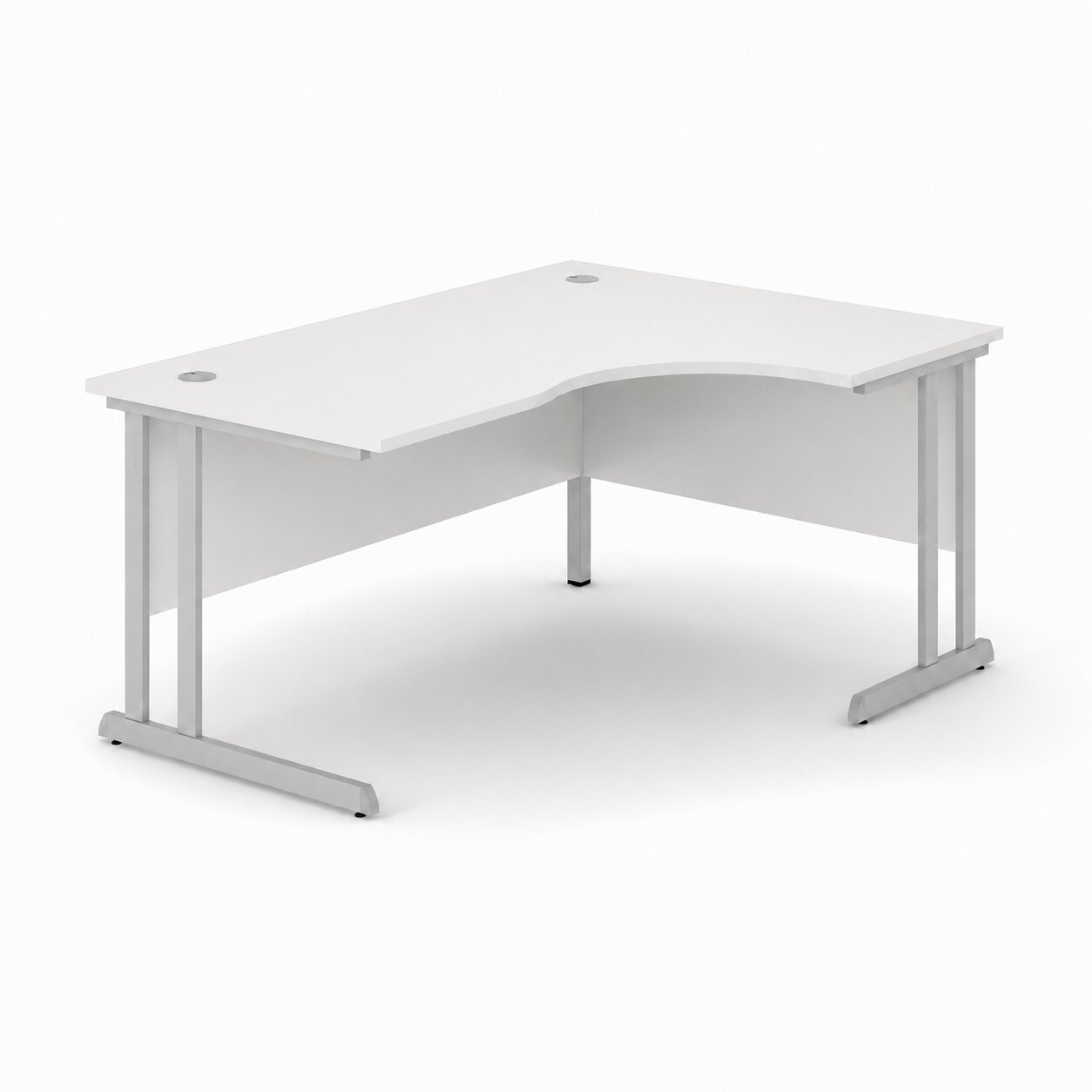 Optima C Cantilever Right Hand Side Crescent Desk 1400Wx1200Dx720H White Top and Silver Frame 