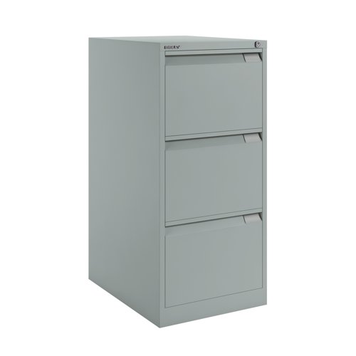 BS Filing Cabinet (Foolscap) Flush Front with Three Drawer 470Wx1016Hx622D - Goose Grey