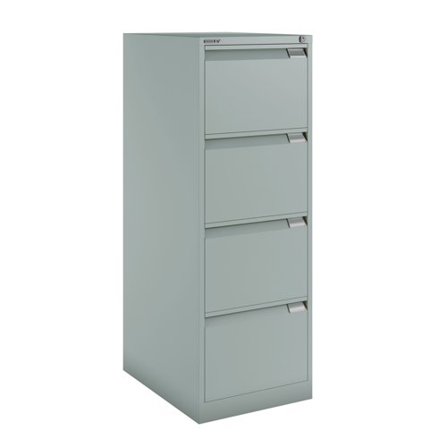 BS Filing Cabinet (Foolscap) Flush Front with Four Drawer 470Wx1321Hx622D - Goose Grey