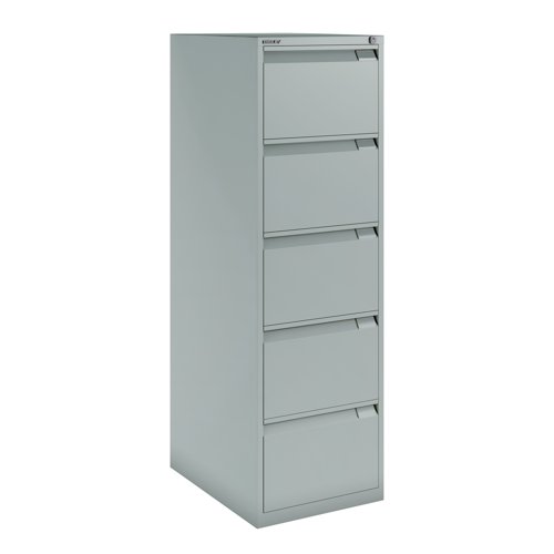 BS Filing Cabinet (Foolscap) Flush Front with Five Drawer 470Wx1511Hx622D - Goose Grey