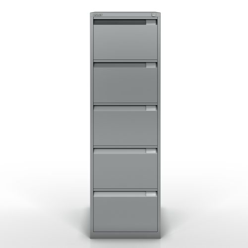 BS Filing Cabinet (Foolscap) Flush Front with Five Drawer 470Wx1511Hx622D - Goose Grey