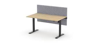 Sit Stand Single Motor Electric Desk 1400Wx700D OAK top with 1 central scallop and Black frame