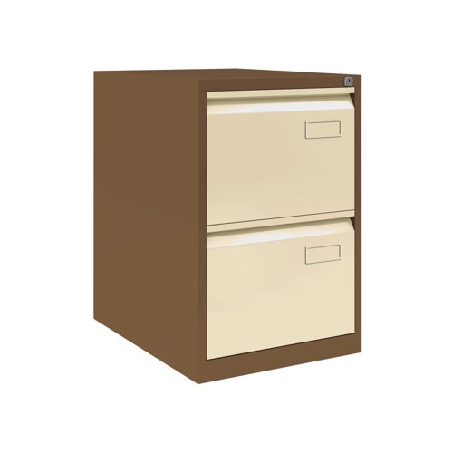 AOC Filing Cabinet (Foolscap) Flush Front with Two Drawer 470Wx711Hx622D - Coffee and Cream
